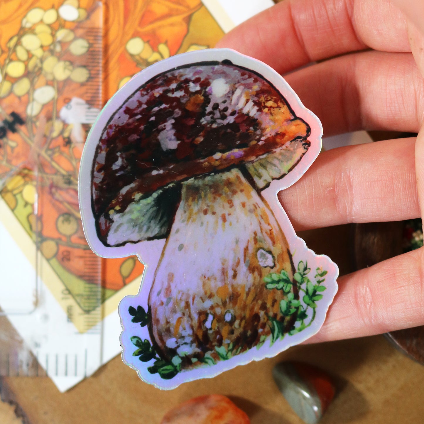 "Porcini" Holographic Mushroom Sticker